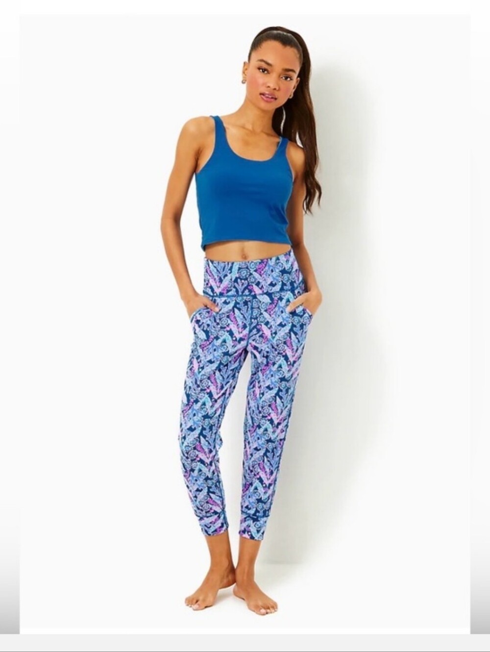 Lilly Pulitzer Leggings-High Rise Barton Blue Star Gazing NWT XL